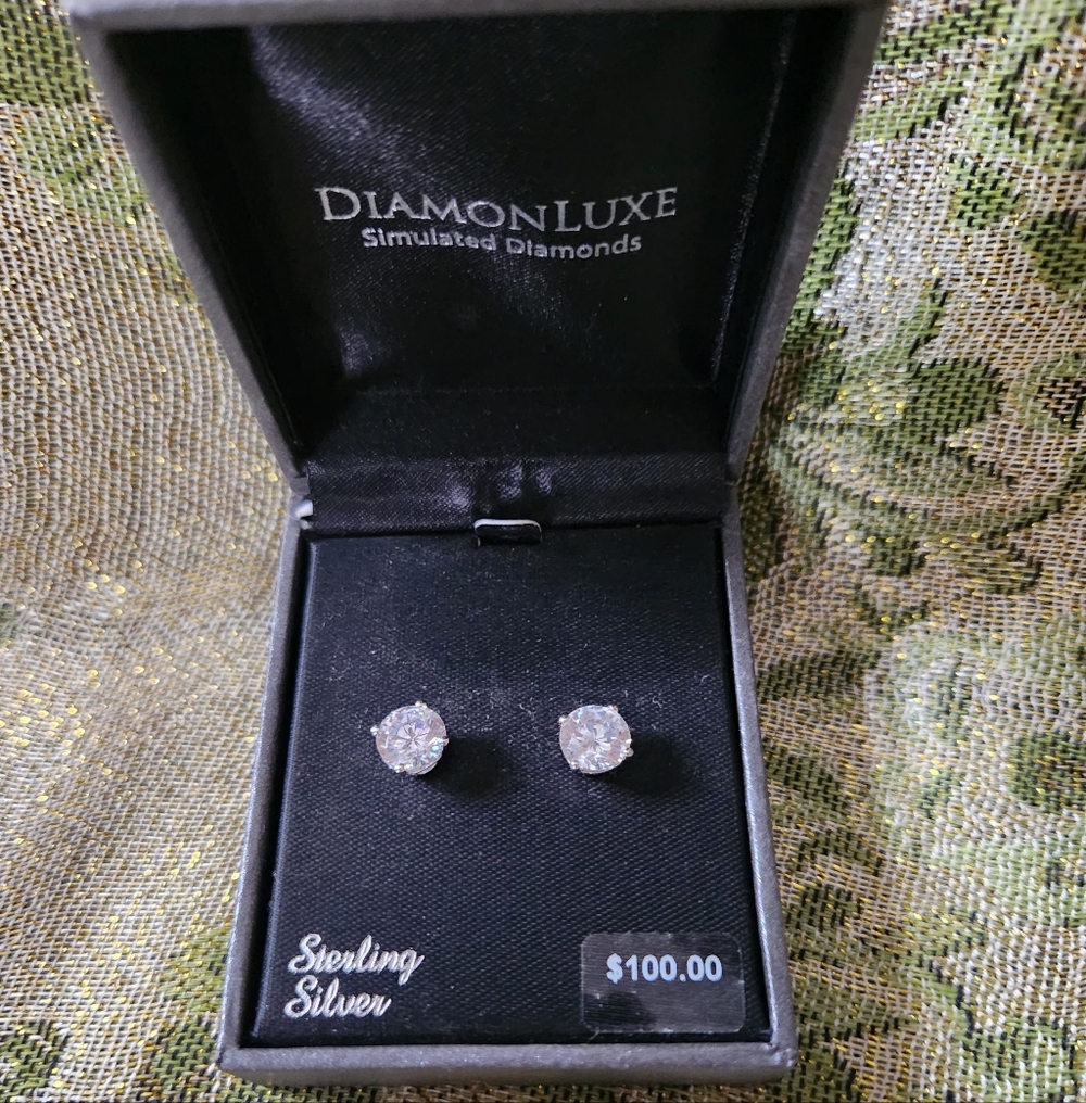 Diamond LUXE Silver Simulated Diamond Earrings Studs